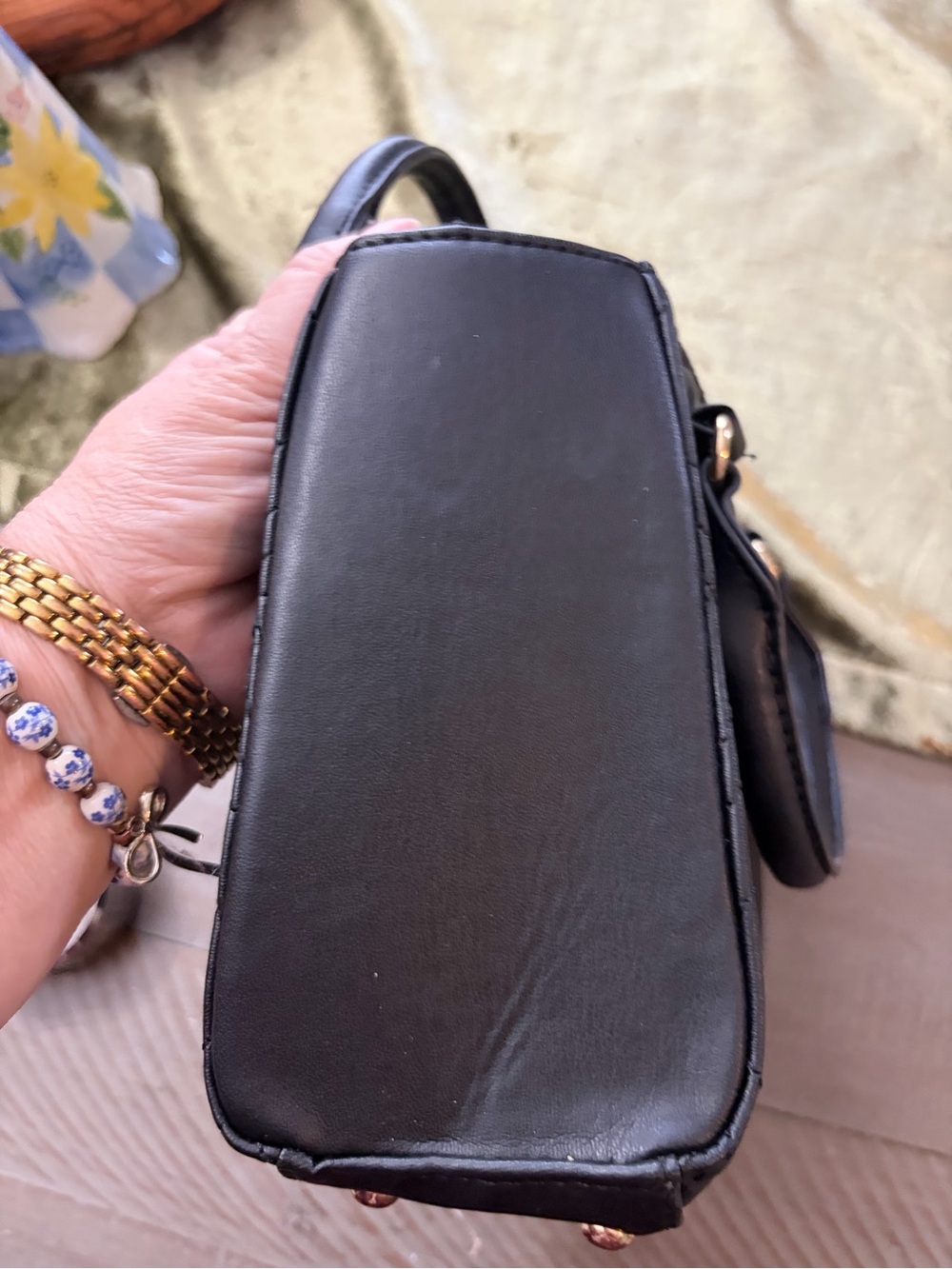 Victoria's Secret Black Quilted Satchel with Gold Hardware - Picture 4 of 11